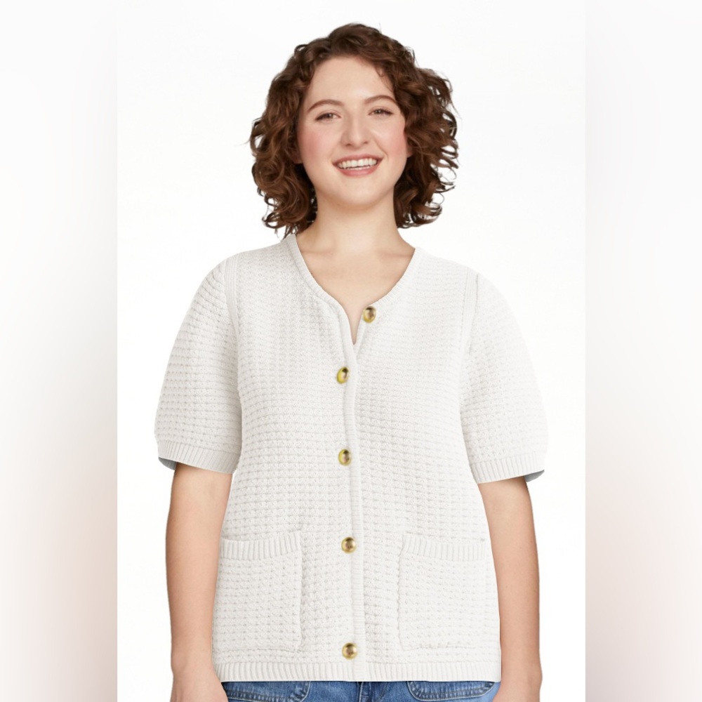 NWT Free Assembly Women's and Women's Plus Crochet Cardigan Sweater, Lightweight - Picture 10 of 11